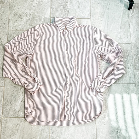 Club Monoco Pink and Gray Striped Long Sleeve Button Down Size Large - Picture 3 of 9